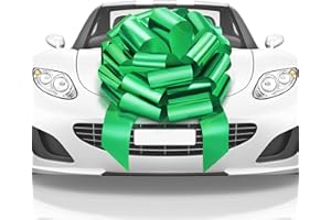 Mata1-USA - Huge Car Bow - Green, 23 Inch - Big Gift Wrapping Bow for Large Gift Decoration - Giant Size for Indoor & Outdoor Use - 26 Loops & 4 Stickers