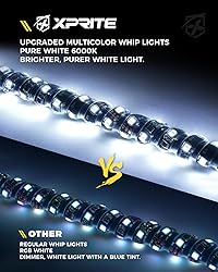 Xprite 1PC 3FT Spiral RGBW LED Whip Light with