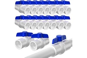 WENQUIT 20PCS 1/2" PVC Ball Valves,Slip PVC Water Pipe Valve, Shut-Off Valve Socket with Easy Turn Blue T-Handle,Water Shut Off Valves for Swimming Pool, Sprinkler Lines, Outdoor Plumbing & Irrigation System