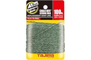 Tajima Replacement Snap-Line - 1.8 mm x 100 ft Chalk-Rite Dura Braided String for Extreme-Bold & Visible Markings - PL-ITOLL, White