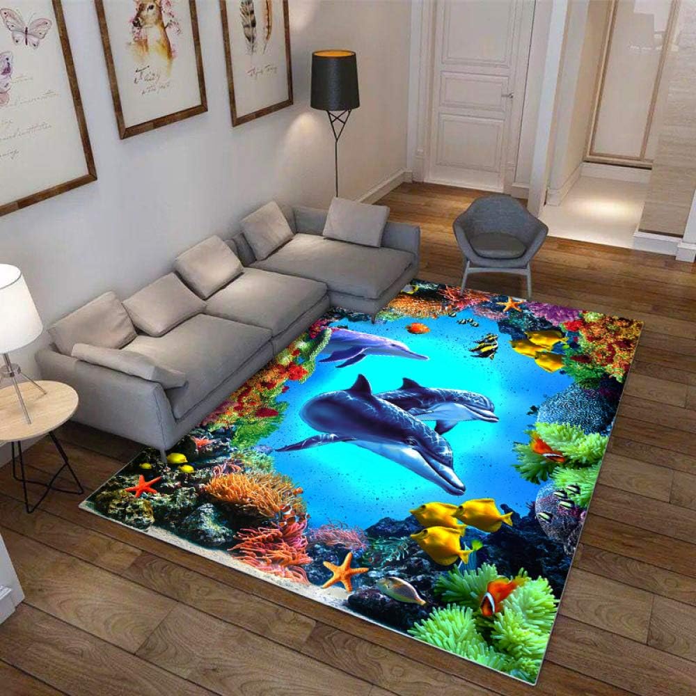 KFEKDT 3D Ocean Carpet Corridor Aisle Carpet Hotel Entrance Corridor Bedroom Mat Kitchen Floor Mat Living Room Carpet A7 50x120cm