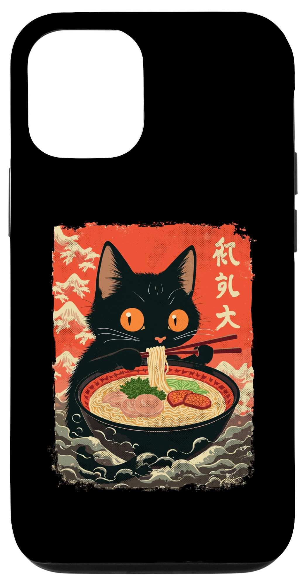 iPhone 15 Neko Cat Eating Ramen Anime Kawaii Japanese Noodle Graphic Case