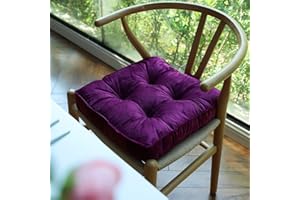 vctops Soft Velvet Chair Pads with Ties Comfy Solid Seat Cushion for Dining Chairs, Office Chairs, Hardwood Floors (Purple, 16"x16")