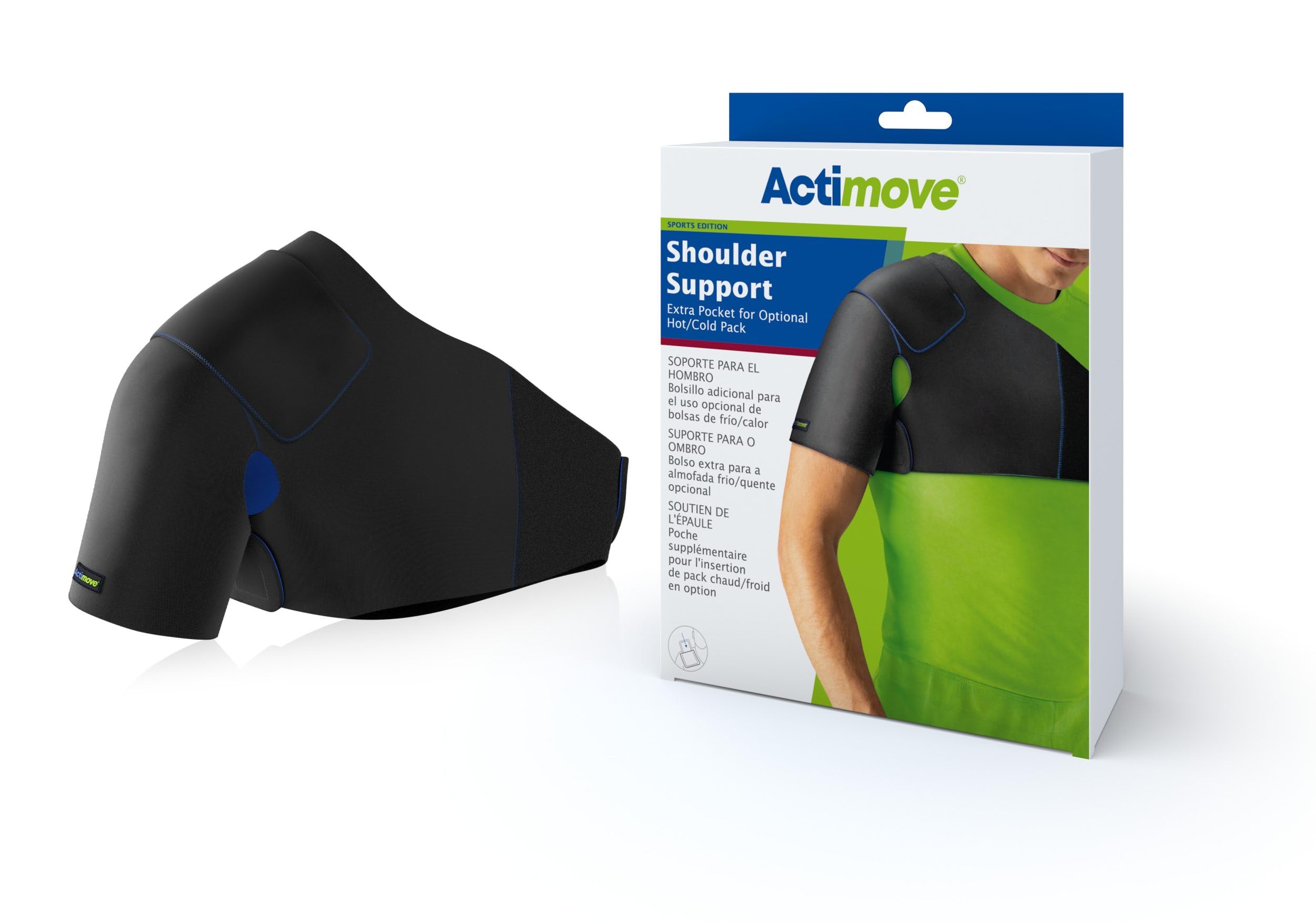 Actimove - Sports Edition - Shoulder Support - For Pain Relief & Shoulder Support - Built-in Pocket for Optional Hot/Cold Pack - Latex & Neoprene Free - Medium