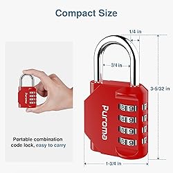 Puroma 1 Pack Combination Lock for Locker 4 Digit