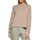 DKNY Womens Long Sleeve Mixed Media Crewneck Sportswear TopT-Shirt
