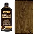 Littlefair's Wood Stain Water Based - 34oz/1ltr - Indoor Furniture Stain Light & Dark Finishes - Special Non Toxic & Eco Friendly Formula - Wood Stain for Crafts - Color: Dark Walnut