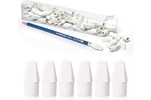 STAEDTLER Eraser Caps - 50 Pack White Pencil Erasers, PVC-Free Rubber Caps, Clean & Precise Erasing, Universal Fit Erasers fo