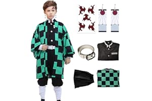 VZQI Halloween Cosplay Costumes Kamado Tanjir Kids Anime Kimono Halloween Green Cloak