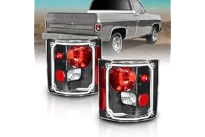 AmeriLite Black Housing Replacement Tail Lights Assembly Set For 1973-1991 Chevy GMC Full Size 1500 2500 3500 Pickup - Passenger and Driver Side