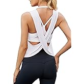 Mippo Workout Tops for Women Open Back Shirts Cropped Athletic Yoga Tank Tops Gym Clothes