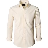 Simmashah Men's Dress Shirts Stretch Wrinkle Free Formal Long Sleeve Shirts Business Casual Button Down Shirt