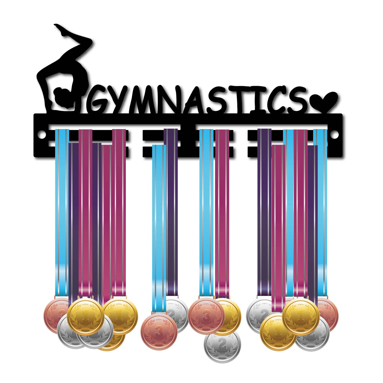 CREATCABIN Acrylic Medal Holder Gymnastics Medal Hanger Display Stand Wall Mount Hanger Hanging for Home Badge 2 Lines Athletes Medalist Running Soccer Over 20 Medals