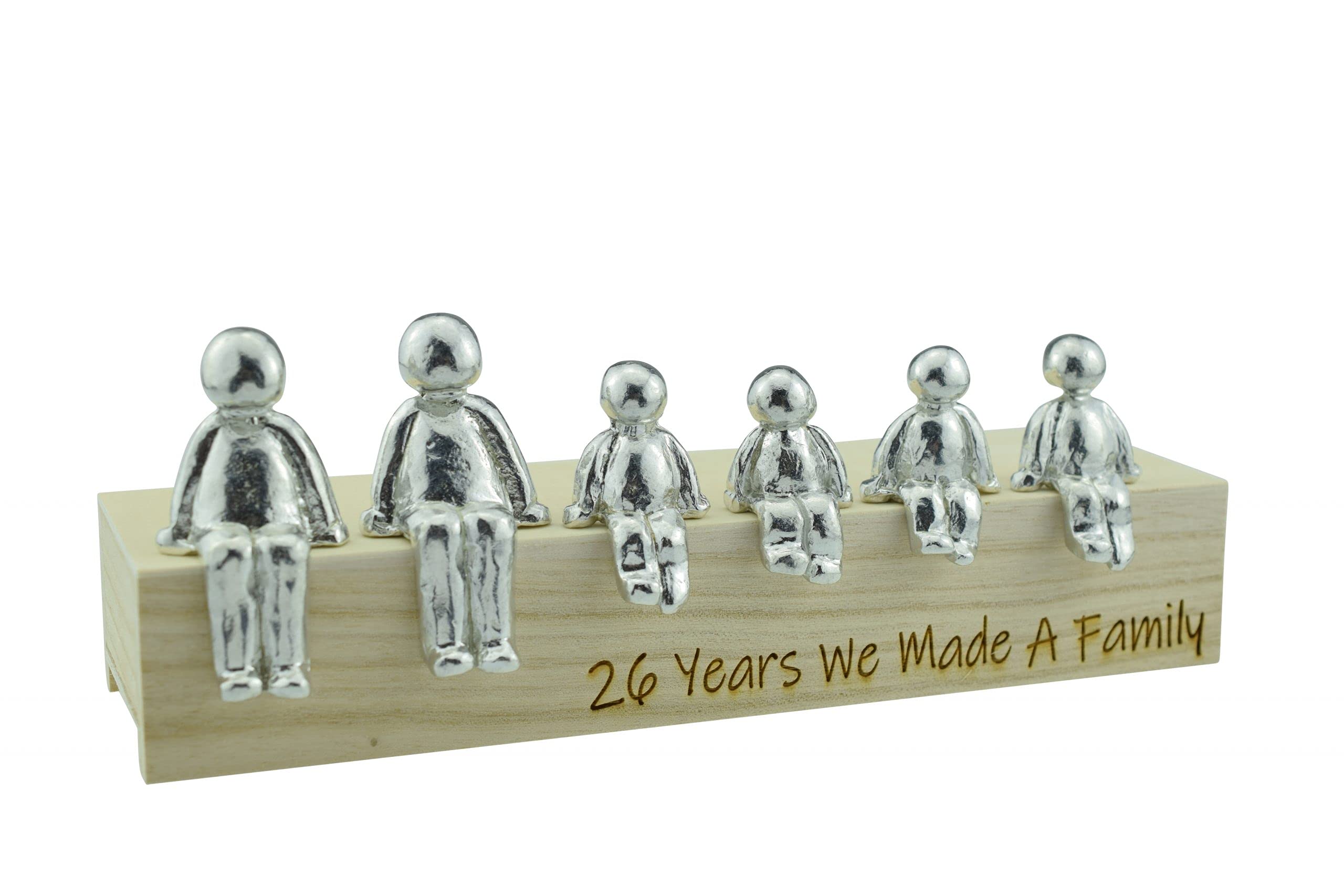 Pirantin 26th Anniversary Idea - 26 Years We Made A Family Metal Ornament - Choose Your Family Combination Box & Woodgrain May Vary(4 Children)