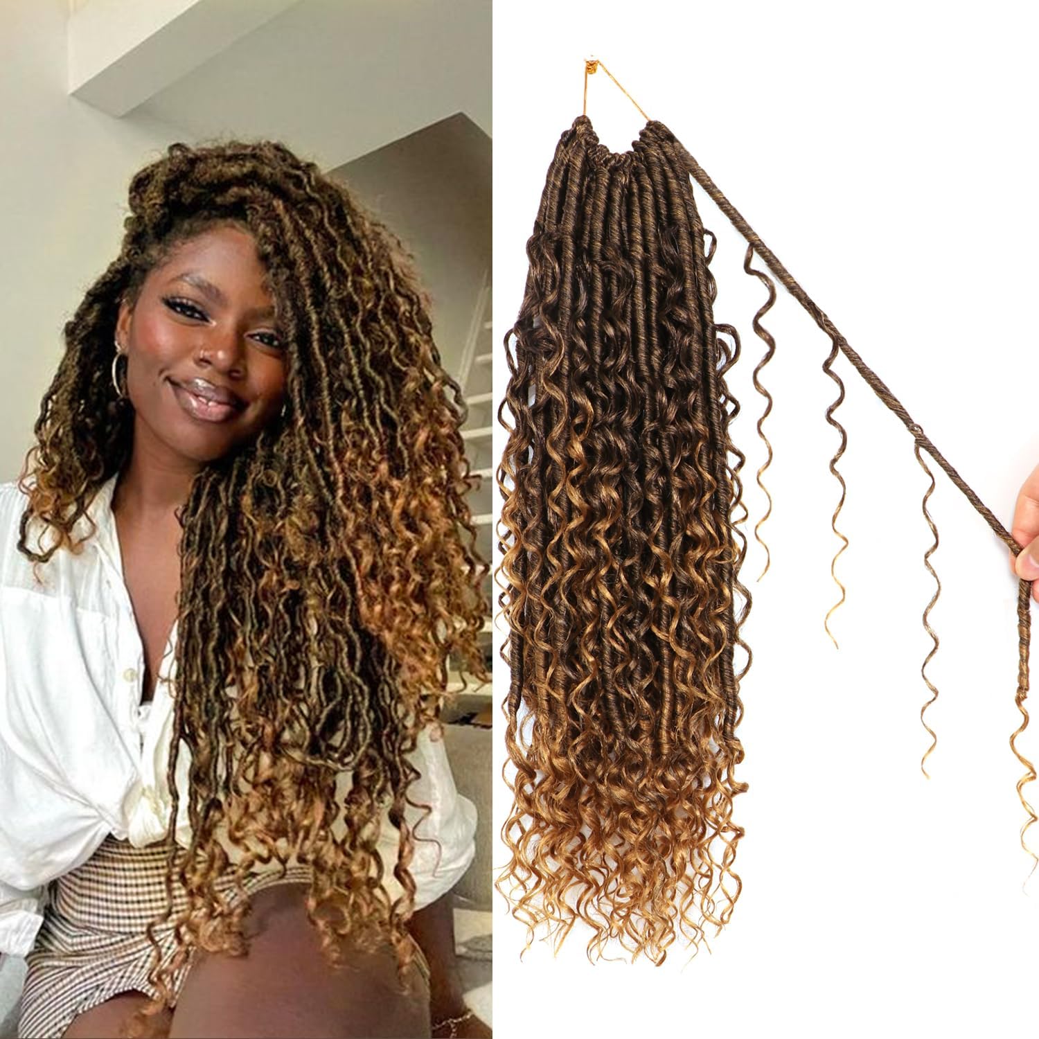 Faux Locs Crochet Hair-Soft Locs Crochet Braids Hair Extensions Goddess Braids Extensions Hair (#T27, 18Inch (Pack of 8)) — image 1