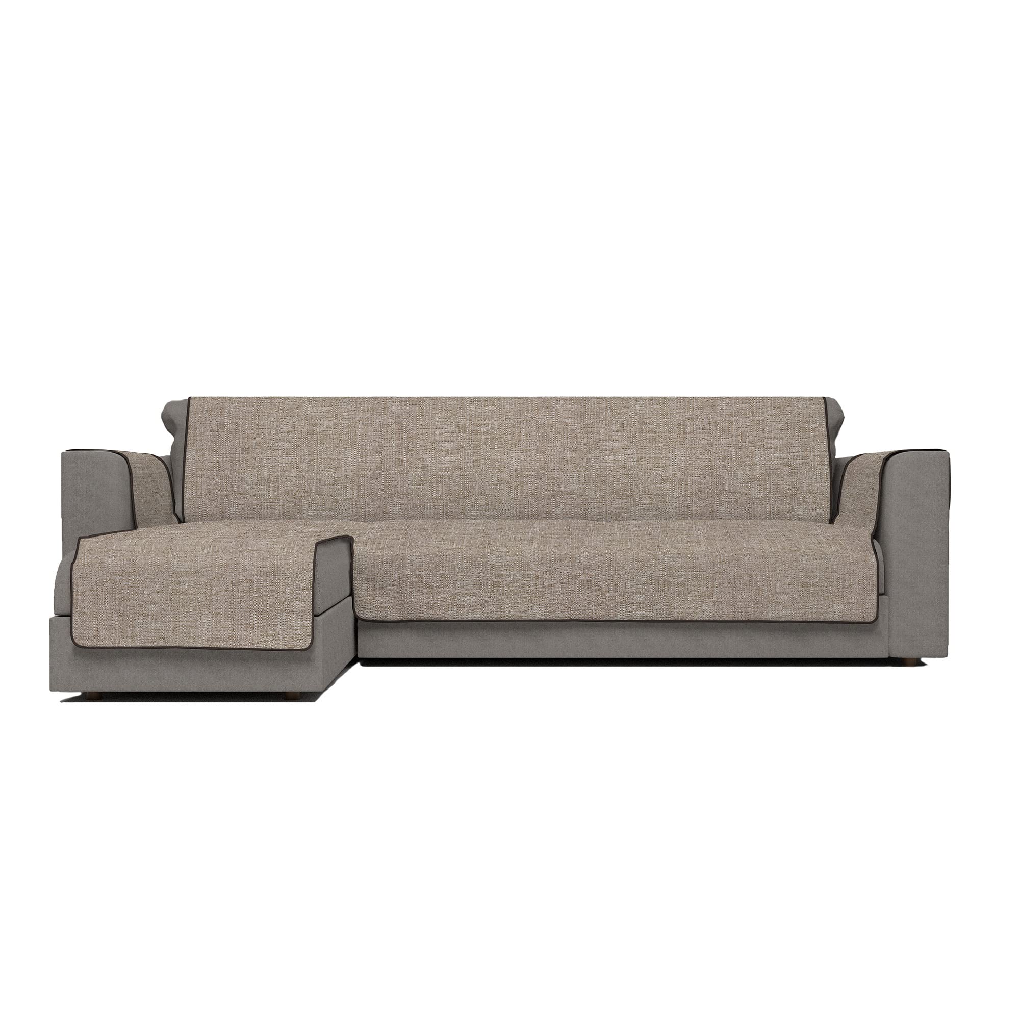 Italian Bed Linen Comfort Anti-Slip Sofa Cover with chaiselongue,190cm, Brown — image 1