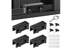 4 Pack Syocsek Sliding Security Window Locks with Hex Keys, 3 Inch Aluminum Window Locks for 3/16-3/5 Track, Adjustable Window Opener Stoppers for Child Home Safety, Black Silver(Upgraded) (Black)