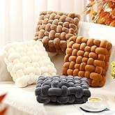 Wenqik 4 Pcs Square Knot Pillows Knotted Plush Soft Throws Accent Pillows Cushion Decoration for Home Sofa Bed Couch Room Winter Decor, 12'' x 13''(Brown, Caramel, Cream White, Dark Gray)