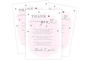 Your Main Event Prints 40 Pack Pre-Filled Baby Shower Thank You Cards 5x7 - with Envelopes - Elegant and Convenient Gratitude Notes for Baby Showers (Pink)