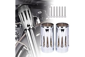 Goldfire Upper Fork Slider Covers Billet Fork Boot Slider Protective Shells Fit For Harley FLT FLHR FLHX FLHT COW Bells Touring Street Glide 1986-2019 Accessorie (Chrome Style)
