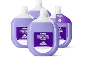 Method Liquid Hand Soap Refill, Biodegradable Formula Reloads Gel Hand Wash Bottle, French Lavender Scent, 1 Liter Refills, 4