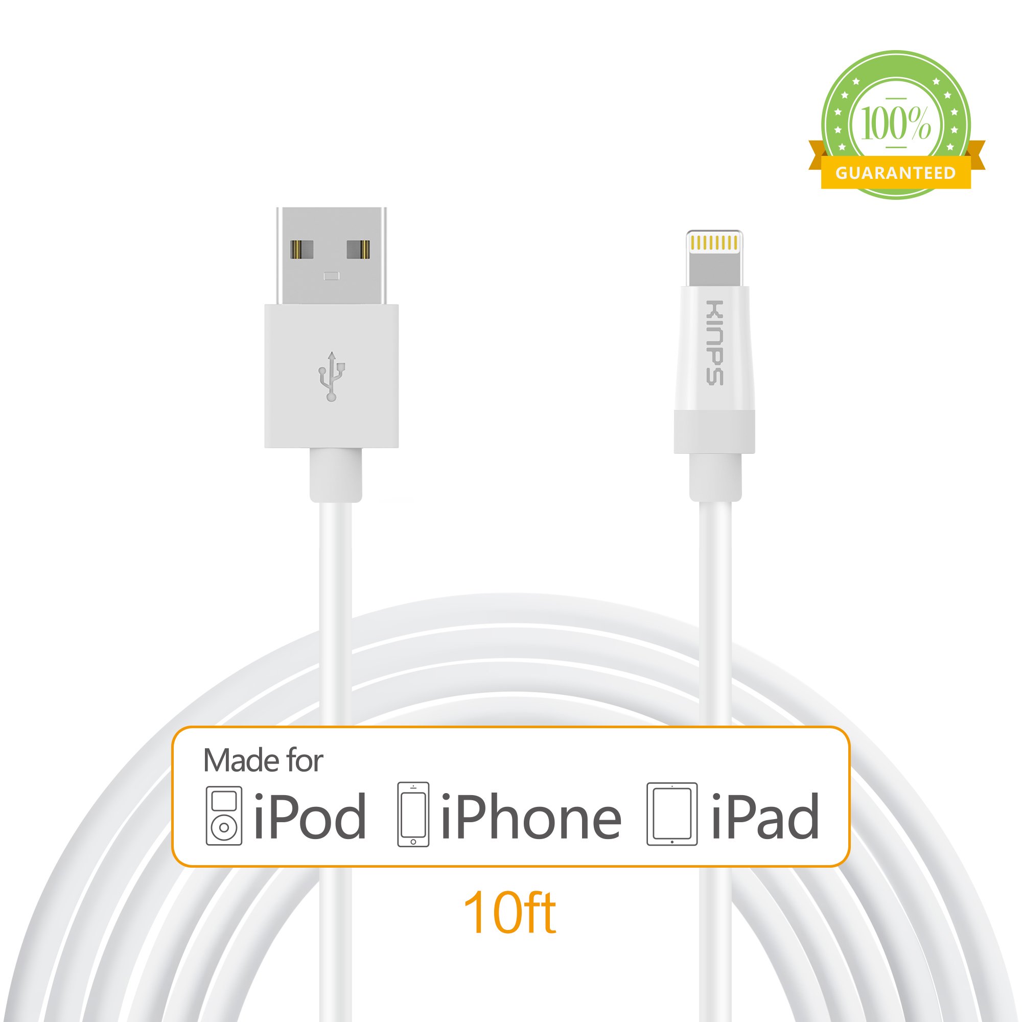 Kinps Apple Certified Lightning To Usb Cable 10Ft/3M Iphone Charger For Iphon.. 25 71D6Aw2oInL