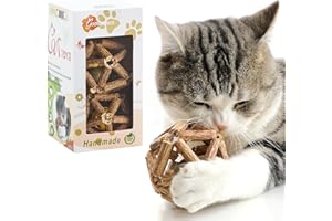 Gochanmon Catnip Toys-2Pcs Natural Silvervine Stick Catnip Ball&Bell Ball-Cat Toys for Indoor Cats- Cleaning Teeth Molar Tools Matatabi Cat Chew Toy-Kitten Toys All Breeds