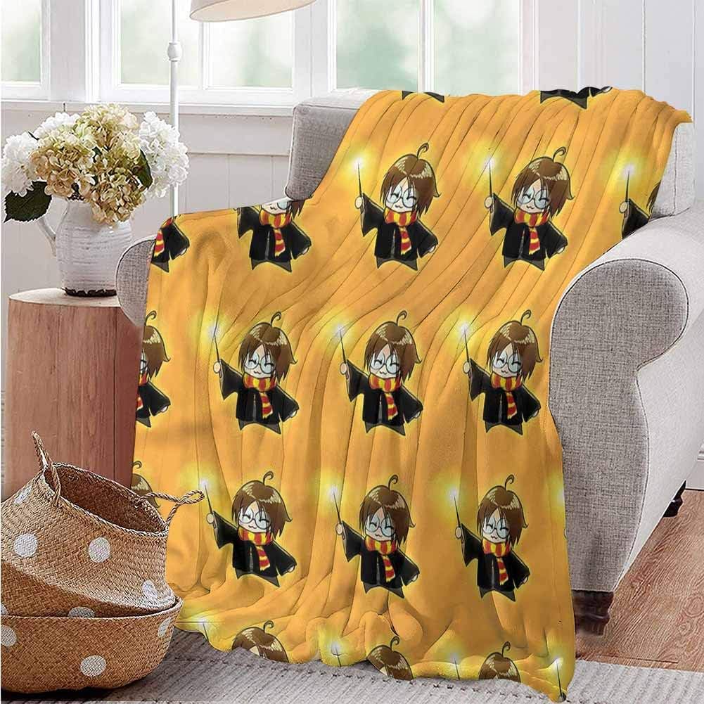 Luoiaax Wizard Children's Blanket Cartoon Costume and Wand Lightweight Soft Warm and Comfortable W70 x L90 Inch