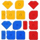 15PCS Silicone Caulk Tool, Silicone Sealant Silicone Caulking Tool Kit with Caulk Remover Grout Scraper, Portable for Kitchen Bathroom Floor Window Sealing, (Red, Yellow, And Blue)