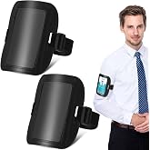 2 Pcs Arm Badge Holder for Men ID Card Armband, Black | Leather Arm Badge Band with Elastic, Adjustable, Waterproof, for Ski Pass, Security Badge, Work, Airport, Office Postcards