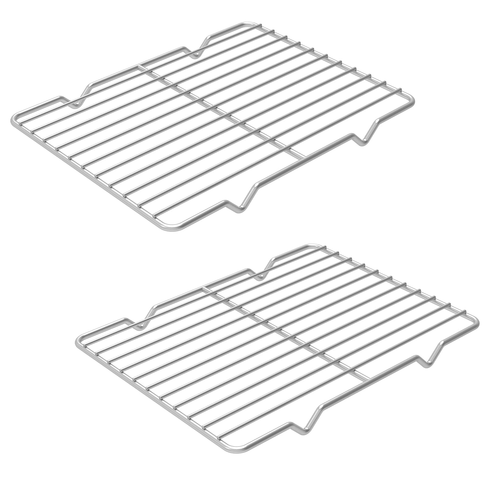 Linkidea Metal Grate Cooling Rack Pack of 2, Stainless Steel Baking Cooling Rack Rectangle 7.8'' x 10.2'', Oven Safe Grid Wire Racks for Roasting Disposable Pan (Silver)