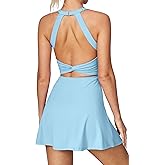 Heathyoga Easy Peasy Tennis Dresses for Women with Shorts Underneath and Bra Athletic Dress for Women Golf Workout Dress