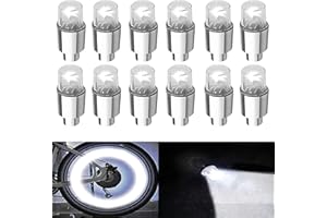 FICBOX 12 PCS LED Wheel Lights Flash Light Tire Valve Cap Lamp for Car Trucks Motorcycle Bike (White)