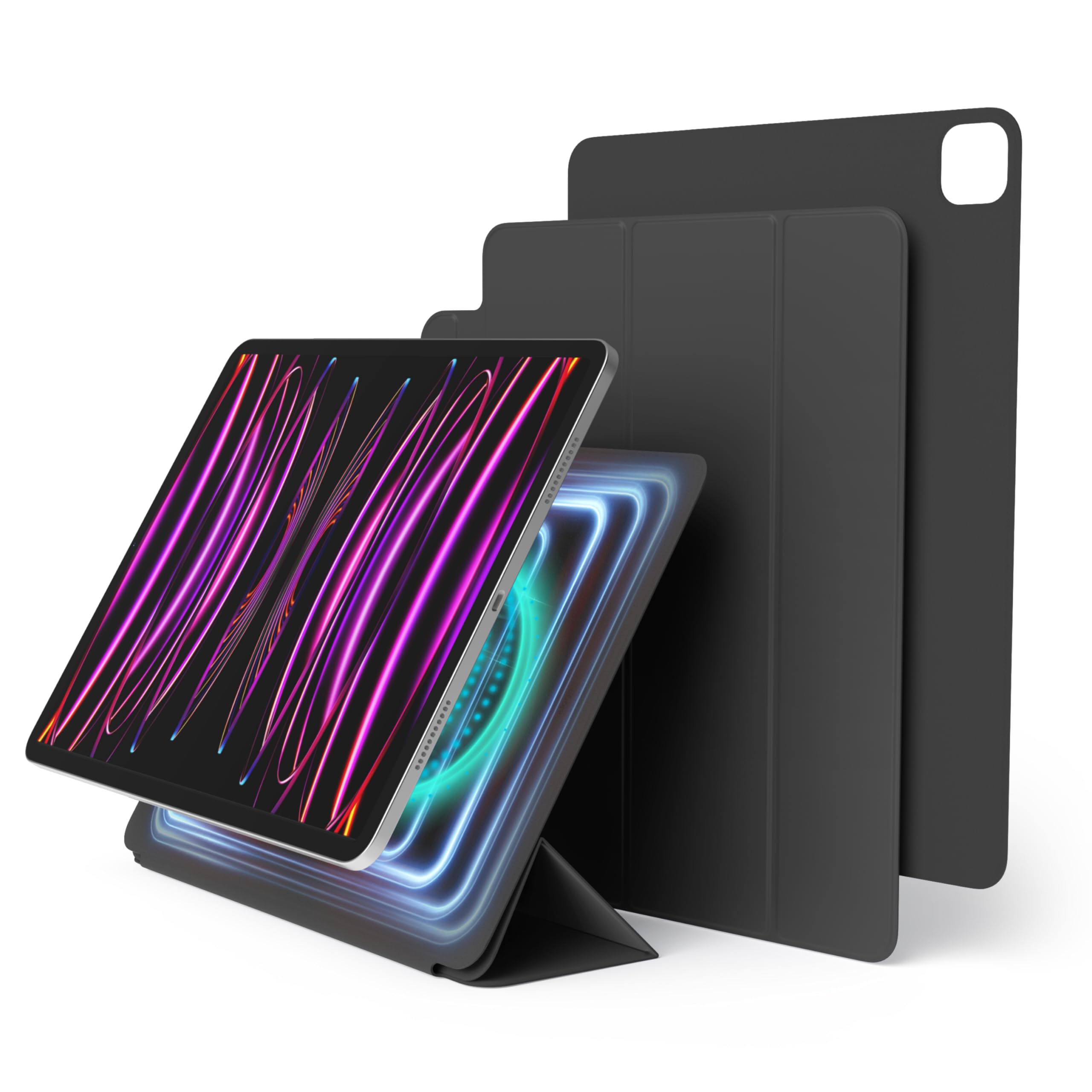 elago Magnetic Folio Case Compatible with iPad Air 13 (M4,M3,M2) / Pro 12.9 (3rd, 4th, 5th, 6th), Apple iPad Pencil and elago’s Pencil case - Back plate can be attached to metal materials (Dark Grey)
