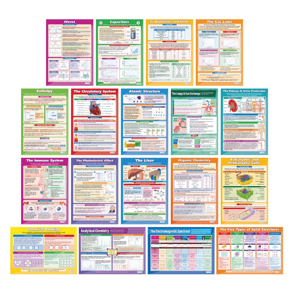 Daydream Education Science A-Level Classroom Posters - Set of 18 - Laminated - EXTRA LARGE - A1 (850mm x 594mm) - Science A-Level Classroom Wall Charts