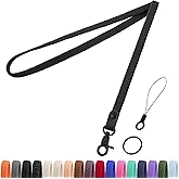 Fishent Stretchy Thin Lanyards for Keys ID Badges, Cute Long Teacher Neck Key Lanyard Keychains for Women Men Wallet Phone(Black)