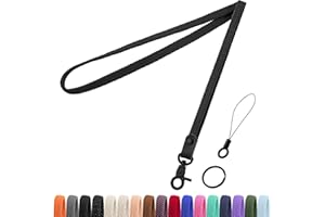 Fishent Stretchy Thin Lanyards for Keys ID Badges, Cute Long Teacher Neck Key Lanyard Keychains for Women Men Wallet Phone(Black)