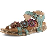 L`Artiste Offcenter Women&rsquo;s Floral Sandal with Adjustable Fit &amp; Cushioned Ease