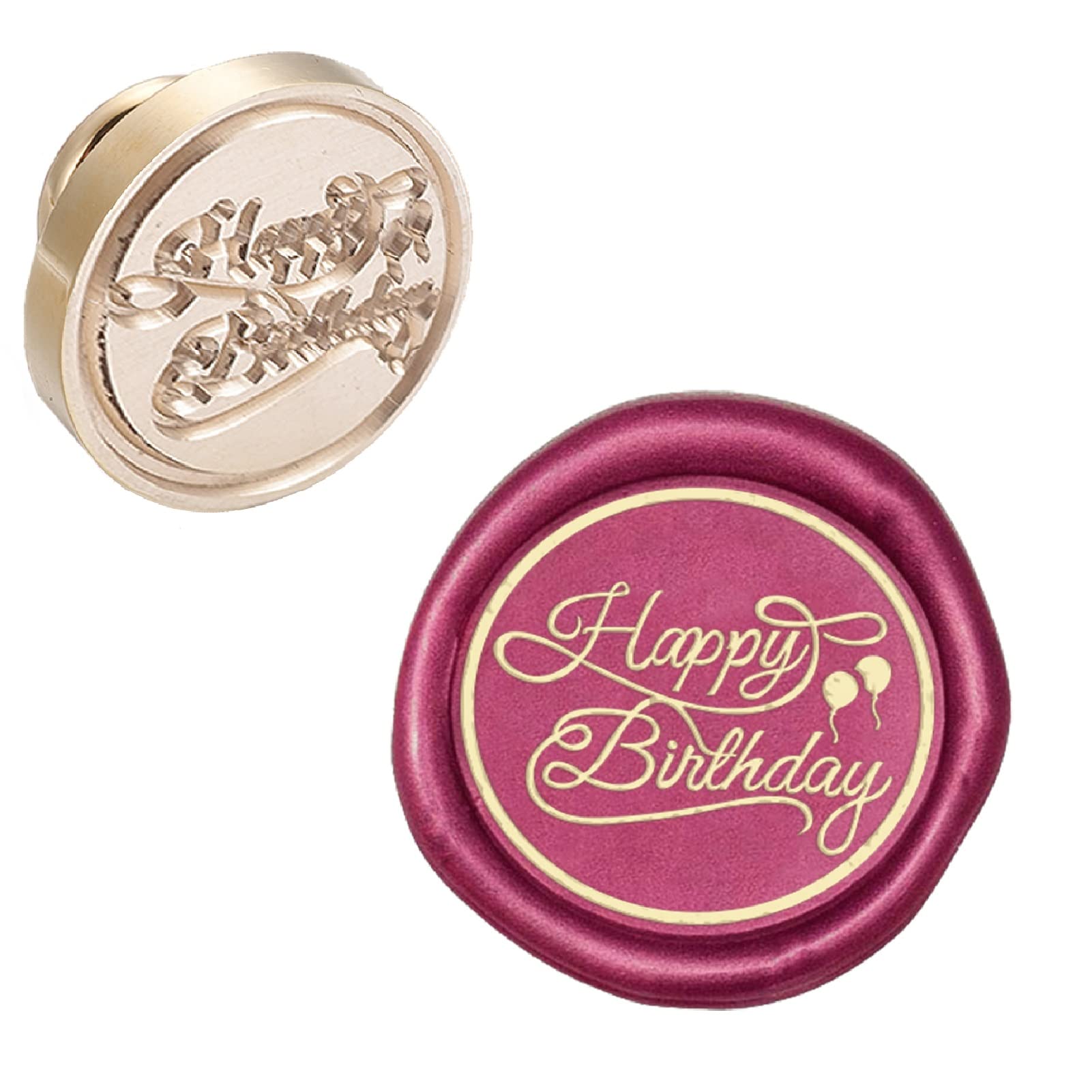 CRASPIRE Wax Seal Stamp Head Happy Birthday Removable Sealing Brass Stamp Head Only No Handle for Creative Gift Envelopes Invitations Cards Decoration Brithday Party