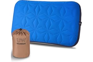 UWILLION Camping Pillow with Removable Cover Large Size 24" x 15" - Ultralight Inflatable Pillow for Camping Lightweight, Ergonomic and Washable for Camping, Hiking, and Travel Blue