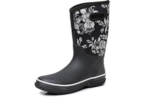 WTW Women's Neoprene Natural Rubber Rain Boots Snow Boots Winter Warm Waterproof Insulated Barn Rain Boots for Ladies
