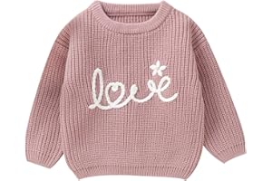 Bonangber Toddler Baby Girl Valentines Day Outfit Love Heart Sweet Long Sleeve Crewneck Sweater Cute Fall Winter Clothes