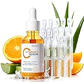 Vitamin C Serum for Face, 20% Natural Vitamin C Facial Serum with Sodium Hyaluronate,Vitamin E,Anti Aging & Wrinkle Skin Face Serum for Dark Spots,All Type Skin Care 1 fl.oz+ 0.05 fl.oz x 10e