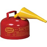 Eagle 2.5 Gallon Type I Red Safety Gas Can for Gasoline | Flame Arrester, Self-Closing Lid, and F-15 Funnel, Made in the USA, Galvanized Steel Flammable Storage Can, UI25FS