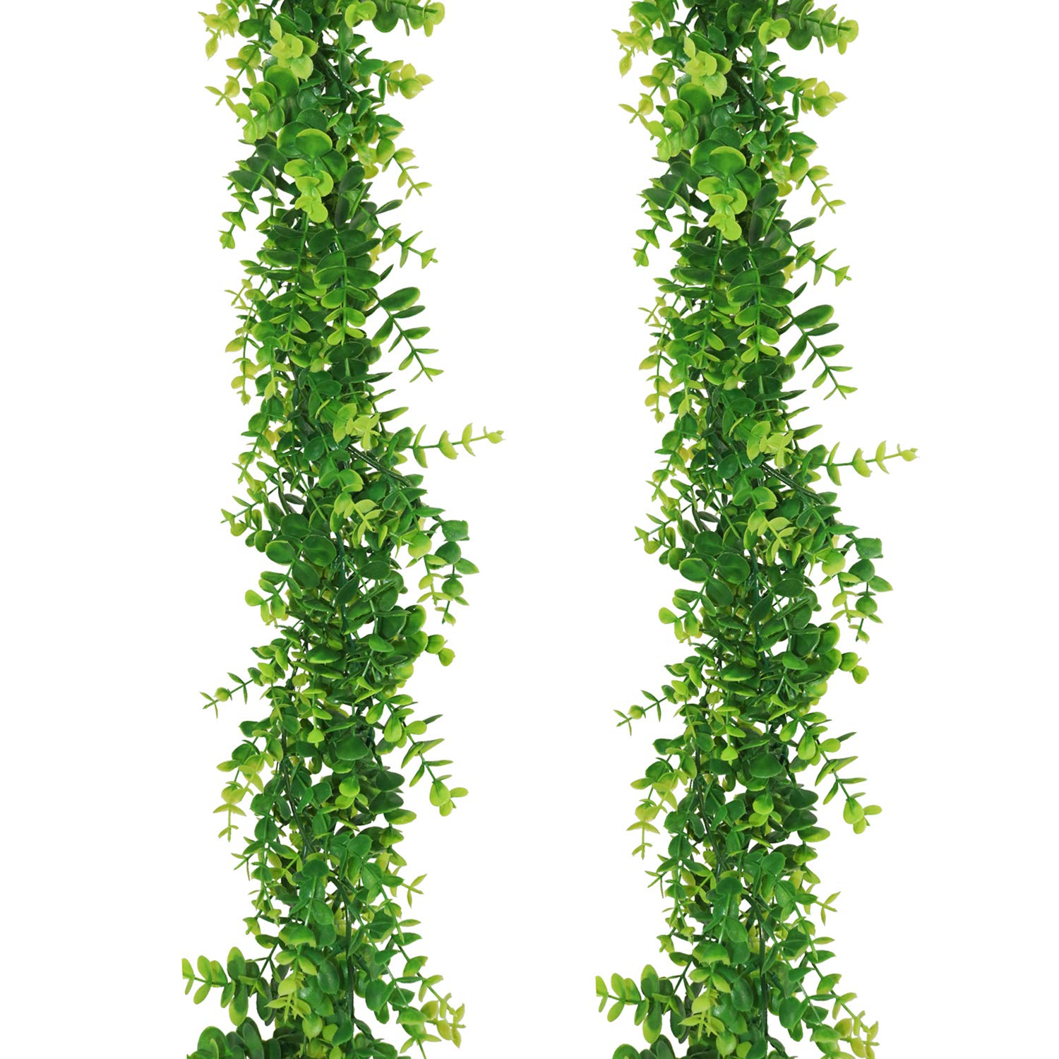 GraduatePro Faux Foliage Eucalyptus 2 Pack Green Garland Artificial Leaves Vine Fake Plants Hanging 12ft Garlands for Wedding Party Wall Room Home Decor