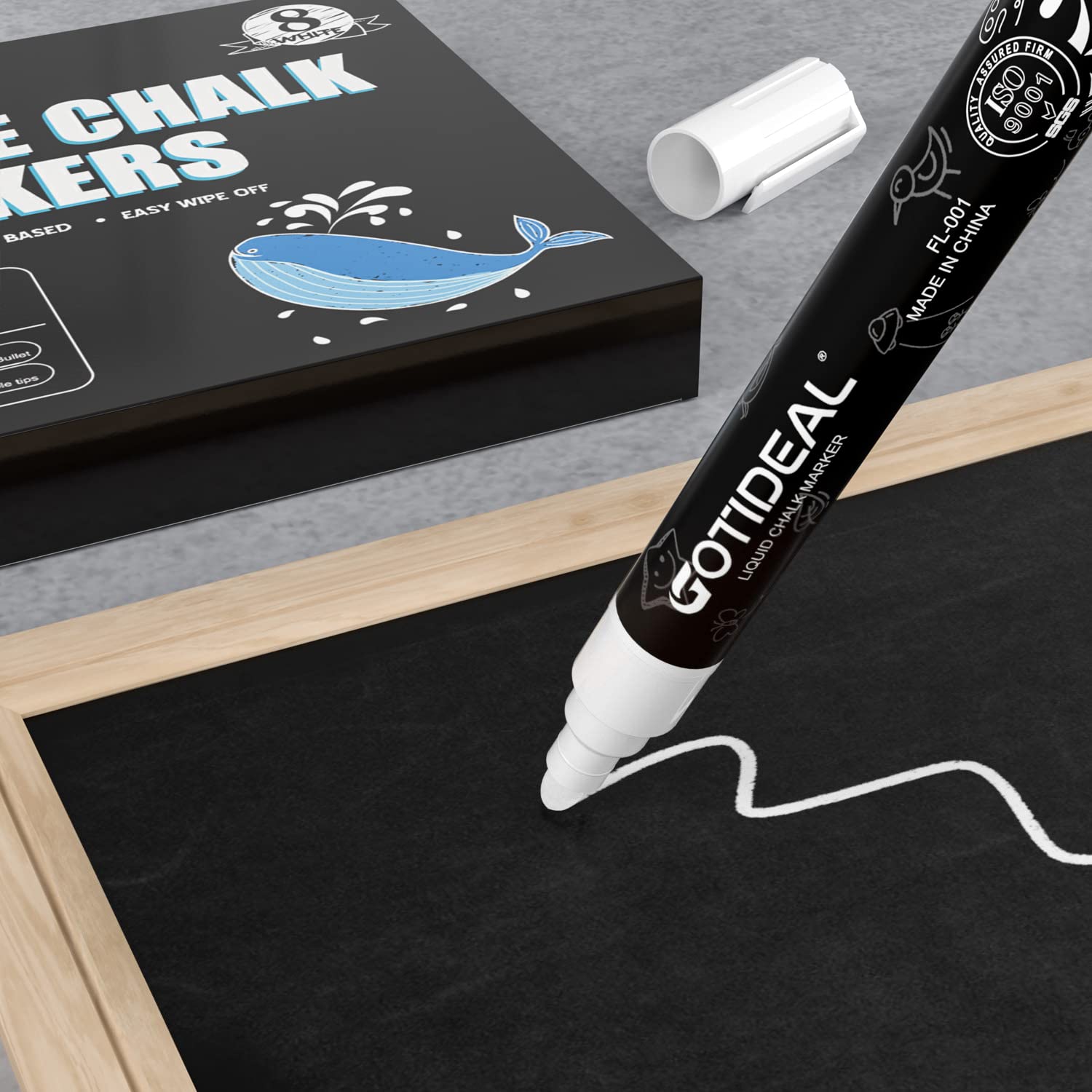 GOTIDEAL White Chalk Markers, Bold Tip Washable Chalkboard Markers, Car Window Markers,for Blackboard, Glass & Bistro, Non-Toxic, Erasable Paint Chalk Pens Reversible Tip-6mm