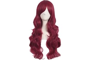 MapofBeauty 28 Inch/70cm Charming Women Side Bangs Long Curly Full Hair Synthetic Wig (Red)