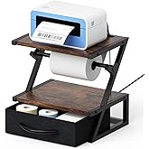 Label Holder for Rolls and Fan-Fold Labels, Shipping Thermal Label Holder with Drawer, Sticker Roll Holder for Desktop Thermal Printer, Label Printer Accessory Supplies for Office, Home,Small Business