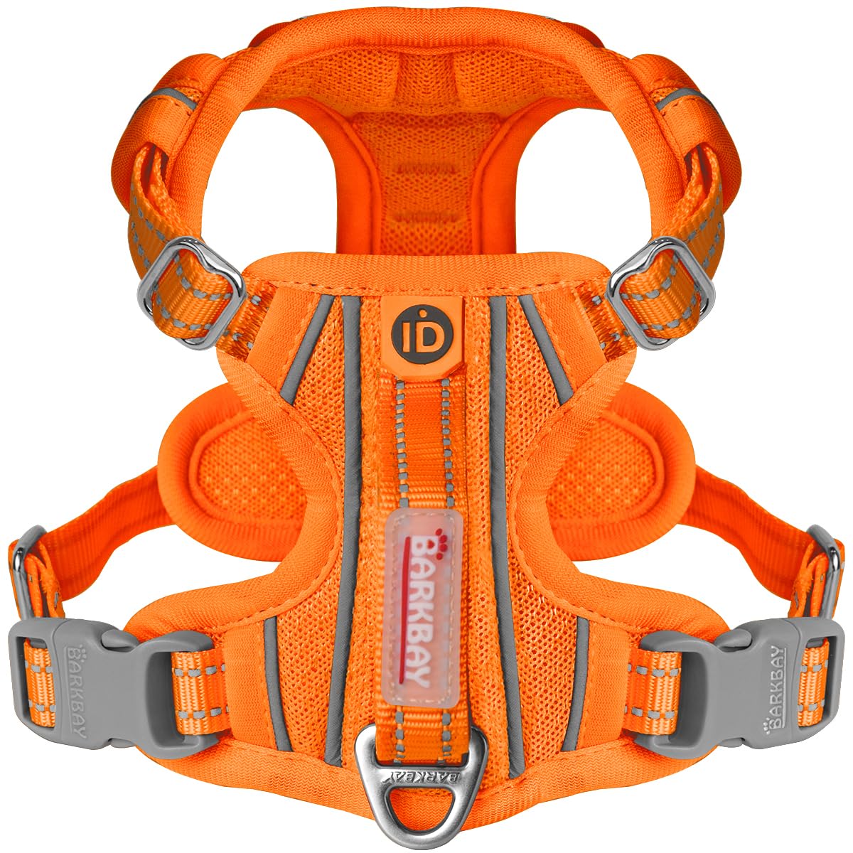 BARKBAY Dog Harness No Pull with ID Tag Pocket - Heavy Duty, Reflective, Easy Control for Large Dogs(Orange,XS) Image