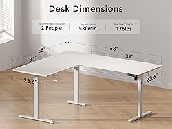 WALKINGDESK 63X55 Inches Reversible L Shaped